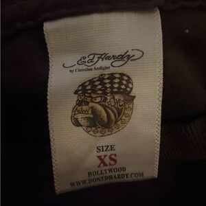 Y2K Ed Hardy chocolate brown long sleeve bodycon top/ mini dress